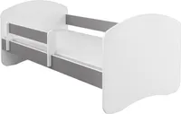Kinderbett Jugendbett mit Matratze in Weiß / Grau ACMA II 180x80 cm