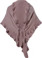 Poncho Damen Strick Wolle Trachtenumhang Cape Winterumhang Stola, Strickponcho Rüschen Rosa-Altrose