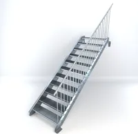 Stahltreppe 11 Stufen bis Höhe 220 cm, Laufbreite : 100 cm Geländer rechts ST 2 (31 / 31 mm gezackt)