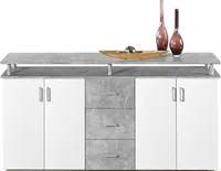 Highboard Kommode Standschrank Sideboard Anrichte Beistellschrank "Lyndy I" Beton / Türen Weiß