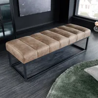 riess-ambiente Design Sitzbank PETIT BEAUTÉ 110cm vintage taupe Microfaser schwarzes Metallgestell Polsterbank Bank