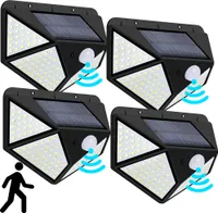 4Pc 300° 128LEDs  Solarleuchte für Außen Garten mit Bewegungsmelder, Solar Straßenleuchte Aussenlampe Gartenleuchten Weiß Licht