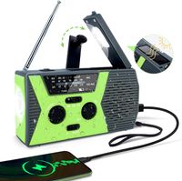 Solárne rádio, AM/FM rádio s kľukou Prenosné núdzové rádio USB s nabíjateľnou batériou 4000 mAh, LED svietidlom, SOS alarmom a ručným kľukovým dynamom na kempovanie, cestovanie (zelené)