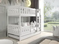 Masseno Etagenbett LUCIA 80x160 cm mit Schublade, Rausfallschutz, Kinderbett mit Leiter für Mädchen und Jungs, Stockbett 2 Kinder, Holz, Weiß