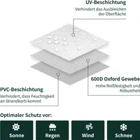 Strandkorb Schutzhülle wasserdicht 600D Oxford Strandkorbabdeckung, Größe Strandkorbhaube:90 x 120 x 155 cm