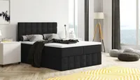 Boxspringbett MERA PREMIUM, Farbwahl mit Topper T25, (120x200 cm, Schwarz - Madryt 1100)