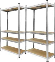 ECD Germany 2x dílenský regál s MDF deskami, stříbrný, z kovu, do 320 kg