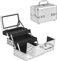 GOPLUS Schminkkoffer Kosmetikkoffer, Beauty Case, Make up Box, Friseurkoffer, , Multikoffer, Etagenkoffer, Werkzeugkoffer für Reise (Silber)