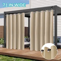 Outdoor Vorhang Wetterfest mit Ösen, 180x213cm Blickdicht Verdunkelungsvorhang Wasserdicht Sichtschutz Balkon Gardine für Terrasse Pavillon, Beige, 1 Stück
