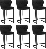 WOLTU Barhocker 6er Set, Barstuhl, Bistrohocker, Polsterhocker, Tresenhocker,Design-Hocker, mit Rückenlehne,Fußstütze, Samtbezug, aus Metall, schwarz