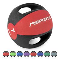 Medizinball Premium mit Griffe 1 – 10 kg – Professionelle Studio-Qualität Gymnastikbälle, Farbe:7 kg - Rot