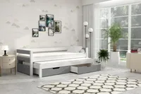 thematys Jugendbett Kinderbett mit Ausziehbett 2 Schubladen 90x200cm inkl. 2 Matratzen in Grau Kinderbett aus Kiefernholz