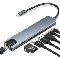 rozbočovač 8 v 1 typu C na USB 3.0 USB-C HDMI LAN RJ45 SD TF adaptér pro Macbook Laptop
