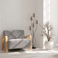 Opviq, Bonibon- Bonibon FLG, Schwarz,Beige, Stehlampen, 44 x 44 x 160 cm, Metallkörper