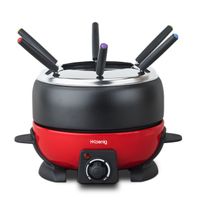 H.Koenig ALP1800 elektrisches Fondue Set / 6 Personen / Temperatur bis 190°C / Antihaft / 800 W /rot