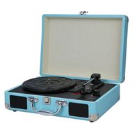 Plattenspieler, Grammophon, Vinyl-Plattenspieler, Phonograph, Retro-Vinyl-Player, Lautsprecher, Audio, MDY-1603, blau, europäische Vorschriften