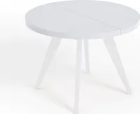 Runder Ausziehbarer Tisch für Esszimmer, LORA, Loft-Stil, Skandinavische, Durchmesser: 110 / 160 cm, Farbe: Weiß