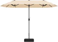 COSTWAY Doppelsonnenschirm 400x200cm mit Ständer und Kurbel, Gartenschirm UPF 50+, Marktschirm XXL