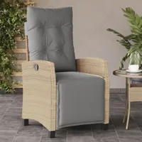 vidaXL Gartensessel mit Fußteil Verstellbar Beigemischung Poly Rattan
