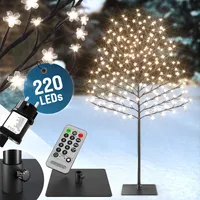 MONZANA® Kirschblütenbaum 220 cm 220 LED Warmweiß Außen Innen Timer Künstlich Groß Deko Weihnachten Weihnachtsdeko Kirschbaum Leuchtbaum Lichterbaum