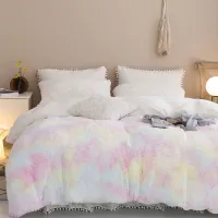 Plüsch bettwäsche 155 x 220 Kuschel und Flauschig Fleece Flanell Warm für Winter mit Langhaar