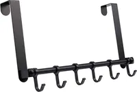 Türgarderobe,Türhaken mit 6 haken,Tür Kleiderhaken aus hochwertigen Edelstahl Tür Hakenleiste (schwarz)