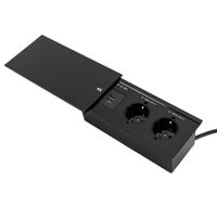 Einbausteckdose Schwarz Tischsteckdose 2 Steckdosen mit USB   Bodensteckdose Wand Küche versenkbar Steckdosen