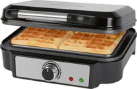 ProfiCook Waffeleisen für belgische Waffeln mit 2 Backflächen, Waffeleisen belgische Waffel 1000 Watt antihaftbeschichtet Edelstahl, stufenlos wählbarer Bräunungsgrad, PC-WA 1240