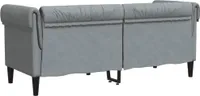 vidaXL Chesterfield-Sofa 2-Sitzer Hellgrau Stoff