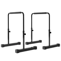 HOMCOM Dip Barren Bars 2er Set Rutschfest Dip Station 80-100 cm Höhenverstellbar Fitness Parallettes für Muskeltraining und Krafttraining Stahl