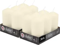 Sloupové svíčky Hofer, sada 12 ks, dlouhá doba hoření cca 30 hodin, průměr 6 cm, výška 12 cm, ivory ivory cream