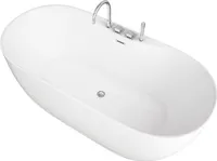 HOME DELUXE - freistehende Badewanne - LENI mit Armatur, Weiß - Maße: ca. 170 x 80 x 58 cm - Füllmenge: 235 Liter, inkl. Überlaufschutz, Siphon und Verschluss I Spa, für 2 Personen
