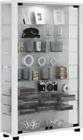 VCM Holz Glas Vitrine Sammelvitrine Glasvitrine Schaukasten Standvitrine Lumo Mini Weiß