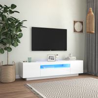 Ankonbej TV-Schrank mit LED-Leuchten Hochglanz-Weiß 160x35x40 cm