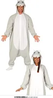 Niedliches Nilpferd Onesie Jumpsuit, Größe: 52 - 54 (L) Farbe: Grau