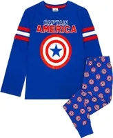Captain America - Schlafanzug mit langer Hose für Jungen NS5789 (98) (Blau)