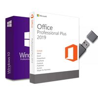 Windows 10 Pro + Office Professional Plus 2019 Aktivierungsschlüssel 1PC 32/64Bit + USB-Stick deutsche Vollversion für Laptop/PC/Notebook (Officeprogramm, Betriebssystem, USB-Stick)