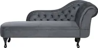 BELIANI Chaiselongue Rechtsseitig Grau Samtstoff Holzfüße Glamourös