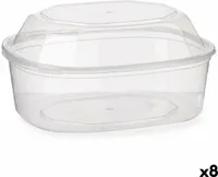 Rechteckige Lunchbox mit transparentem Polypropylendeckel 1,5 l 18 x 10,5 x 21,5 cm (8 Stück)