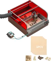 Creality Falcon 2 Pro Graviermäschine 22W Lāser Cutter, mit Schutzhuelle, integrierte Kamera, Air Assist und 4pcs Ausgewaehltes Birkensperrholz