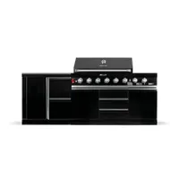 GORILLER® BLACKBACK S5 Outdoor-Küche, XXL-Gasgrill mit Extra-Arbeitsfläche und Stauraum, Edelstahl, Schwarz