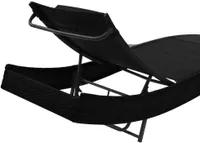 vidaXL Sonnenliegen 2 Stk. mit Tisch Poly Rattan und Textilene Schwarz