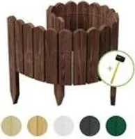 be4nature Rollzaun aus Kiefernholz 100 x 40 cm Dunkelbraun imprägnierte Beeteinfassung Flexibler Rollborder Rasenkante Gartenzaun Gartenpalisade