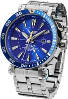 Vostok Europe NH34-575A716-B Herrenuhr Automatik GMT Energia Rocket Stahl/Blau