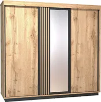 Kleiderschrank Lamelo LA19 Schrank 3 türiger Schwebetürenschrank mit 2 Kleiderstangem Schalfzimmerschrank