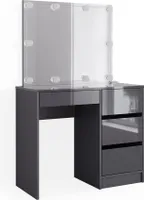 Vicco Toaletní stolek Sherry, 90 cm se zrcadlem a LED osvětlením, Antracit