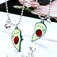 Bixorp Friends BFF náhrdelník pre 2 s avokádovým srdcom - Avokádový šnúrový náhrdelník Friendship - Dve polovice Najlepší priatelia - Pre dievčatá - Náhrdelník Best Friends Friendship Darček pre dvoch