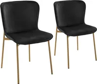 SVITA MARY 2er Set Esszimmerstuhl Polsterstuhl ohne Armlehnen Küchenstuhl Schwarz Gold