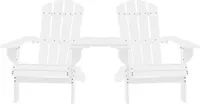 vidaXL Adirondack-Gartenstühle mit Tisch Massivholz Tanne Weiß