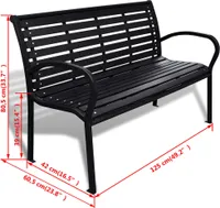 vidaXL Gartenbank 125 cm Stahl und WPC Schwarz